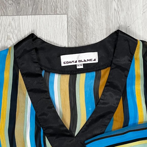 Women's Vintage Costa Blanca Multicolour Stripes Medium Dress - Picture 2 of 5